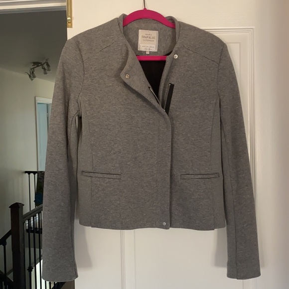 Zara Grey cotton bomber jacket. - size L - Picture 6 of 9